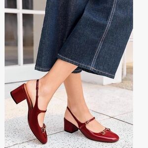 Chic Burgundy Block Heel Women's Shoes